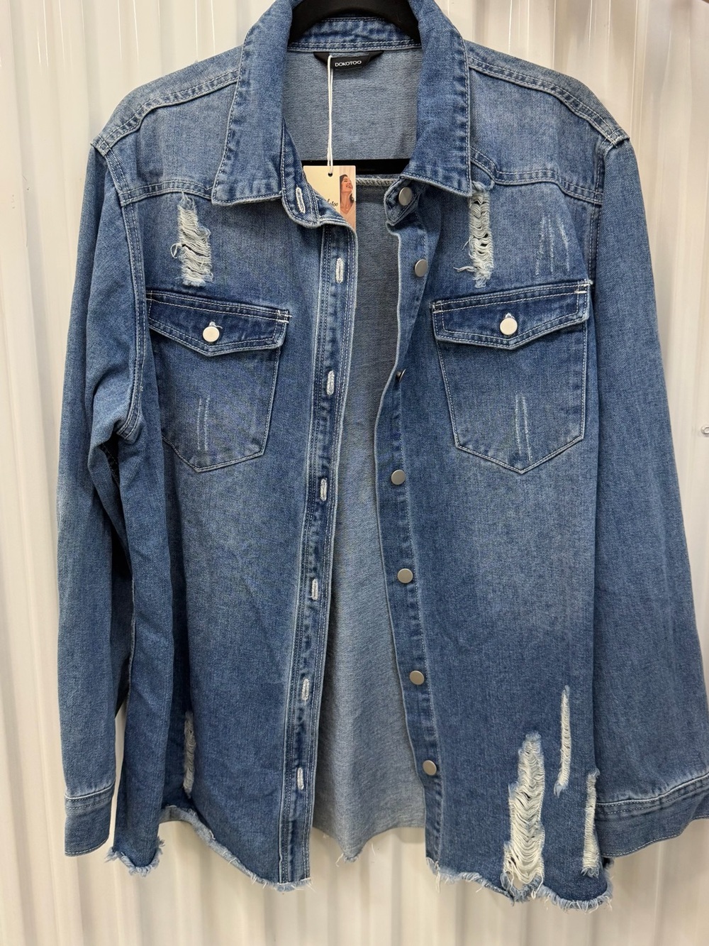 NWT Dokotoo 2XL Distressed Oversized Denim Shacket